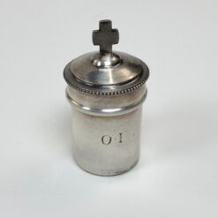 Sidabruoto žalvario indelis ligonių aliejui laikyti "Oleum infirmorum" 3x3x6 cm