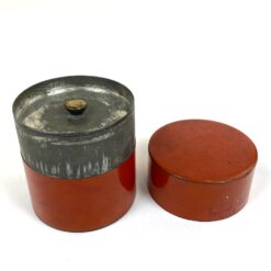 Vintažinė japoniška skardinė arbatos dėžutė chazutsu 8,5×8,5×9 cm