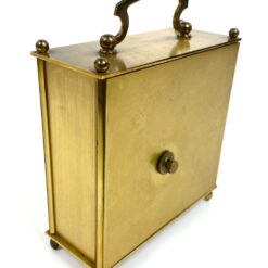 Vokiškas žalvarinis Friedrich Mauthe GmbH stalinis kvarcinis laikrodis 6x14x18 cm