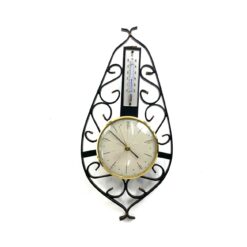 Sieninis termometras ir barometras metaliniame rėmelyje 4x13x28 cm