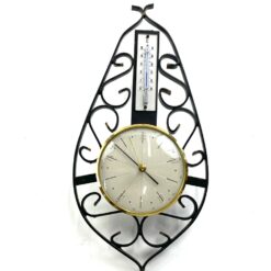 Sieninis termometras ir barometras metaliniame rėmelyje 4x13x28 cm