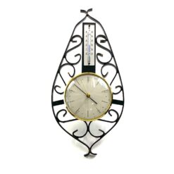 Sieninis termometras ir barometras metaliniame rėmelyje 4x13x28 cm