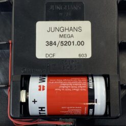 Vokiškas Junghans Mega 384/5201.00 kvarcinis radijo bangomis kontroliuojamas stalinis laikrodis 5×14,5×13 cm