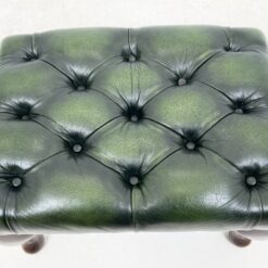 Chesterfield stiliaus raudonmedžio pufas su natūralia oda 37x51x35 cm