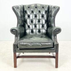 Chesterfield stiliaus raudonmedžio ir natūralios odos fotelis 87x93x110 cm, 49 cm