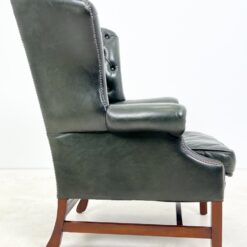 Chesterfield stiliaus raudonmedžio ir natūralios odos fotelis 87x93x110 cm, 49 cm