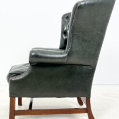 Chesterfield stiliaus raudonmedžio ir natūralios odos fotelis 87x93x110 cm, 49 cm