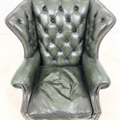 Chesterfield stiliaus raudonmedžio ir natūralios odos fotelis 87x93x110 cm, 49 cm