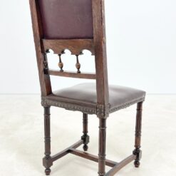 Ąžuolinės gotikinio stiliaus kėdės su eko oda 4 vnt. komplektas 47x44x96,5 cm, 48 cm