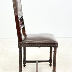 Ąžuolinės gotikinio stiliaus kėdės su eko oda 4 vnt. komplektas 47x44x96,5 cm, 48 cm
