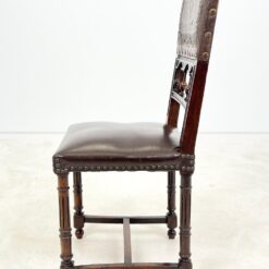Ąžuolinės gotikinio stiliaus kėdės su eko oda 4 vnt. komplektas 47x44x96,5 cm, 48 cm