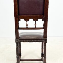 Ąžuolinės gotikinio stiliaus kėdės su eko oda 4 vnt. komplektas 47x44x96,5 cm, 48 cm