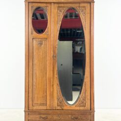 Ąžuolinė dviejų durų rūbų spinta su veidrodžiais 54x102x210 cm