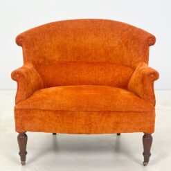 Oranžinės spalvos tekstilinė sofa su dviejais foteliais, 3 vnt. komplektas