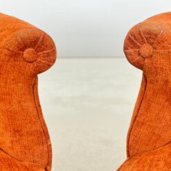 Oranžinės spalvos tekstilinė sofa su dviejais foteliais, 3 vnt. komplektas
