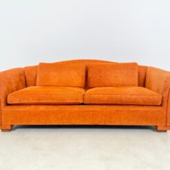 Oranžinės spalvos tekstilinė sofa su dviejais foteliais, 3 vnt. komplektas