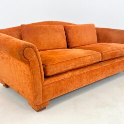 Oranžinės spalvos tekstilinė sofa su dviejais foteliais, 3 vnt. komplektas