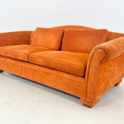 Oranžinės spalvos tekstilinė sofa su dviejais foteliais, 3 vnt. komplektas