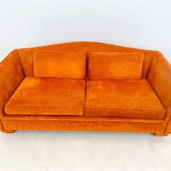 Oranžinės spalvos tekstilinė sofa su dviejais foteliais, 3 vnt. komplektas