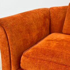Oranžinės spalvos tekstilinė sofa su dviejais foteliais, 3 vnt. komplektas