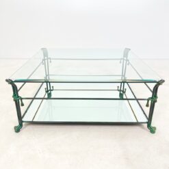 Metalinis staliukas stikliniu stalviršiumi su veidrodinio stiklo lentyna 102,5x102,5x40,5 cm