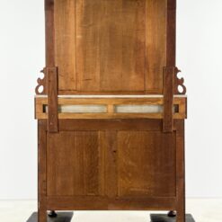 Art Nouveau raudonmedžio komoda su marmuriniu stalviršiumi ir veidrodžiu 51x111x186 cm