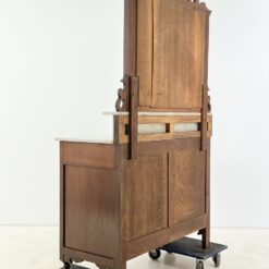 Art Nouveau raudonmedžio komoda su marmuriniu stalviršiumi ir veidrodžiu 51x111x186 cm