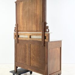 Art Nouveau raudonmedžio komoda su marmuriniu stalviršiumi ir veidrodžiu 51x111x186 cm