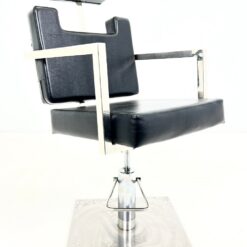 Metalinis 360° sukamas reguliuojamo aukščio kirpyklos krėslas su eko oda 67×56,5×92(+10) cm, 48(+10) cm