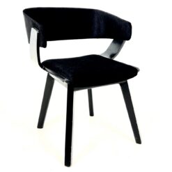 Mid Century medinis krėslas su juodos spalvos veliūru 57x60x78 cm, 47 cm