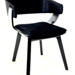 Mid Century medinis krėslas su juodos spalvos veliūru 57x60x78 cm, 47 cm