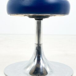 Mid Century metalinio rėmo 360° sukama taburetė su eko odos sėdimąja dalimi 45x45x43 cm