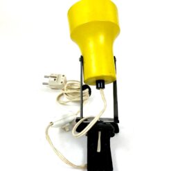 Vintažinis ant stalviršio tvirtinamas šviestuvėlis geltonos spalvos gaubtu 12x8x21 cm