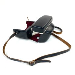 Vintažinis vokiškas Agfa Optima 500 Sensor juostinis fotoaparatas su odiniu dėklu 7×14,5×9 cm
