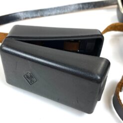 Vintažinis vokiškas Agfa Optima 500 Sensor juostinis fotoaparatas su odiniu dėklu 7×14,5×9 cm