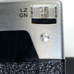 Vintažinis vokiškas Agfa Optima 500 Sensor juostinis fotoaparatas su odiniu dėklu 7×14,5×9 cm