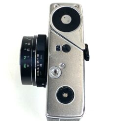 Vintažinis vokiškas Agfa Optima 500 Sensor juostinis fotoaparatas su odiniu dėklu 7×14,5×9 cm
