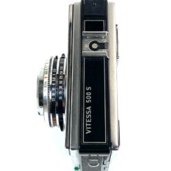 Vintažinis vokiškas Zeiss Ikon Voigtländer Vitessa 500S juostinis fotoaparatas su odiniu dėklu