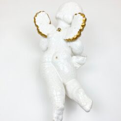 Keramikinė sieninė angelo, grojančio smuiku, statula 12,5x16x34 cm