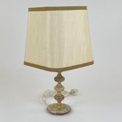 Stalinis šviestuvas iš onikso su tekstilės gaubtu 25,5×25,5×48 cm