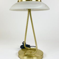 Metalinis aukso spalvos stalinis šviestuvas stikliniu gaubtu 34x34x47 cm