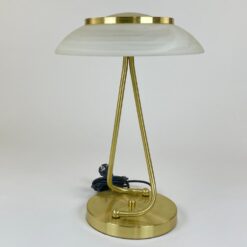 Metalinis aukso spalvos stalinis šviestuvas stikliniu gaubtu 34x34x47 cm
