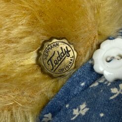 Vintažinis Teddy-Hermann pliušinis meškinas su metaliniu stovu