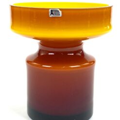 Mid Century švediška Åseda Glasbruk stiklinė vaza 15,5×15,5×17,5 cm