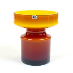 Mid Century švediška Åseda Glasbruk stiklinė vaza 15,5×15,5×17,5 cm