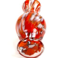 Vintažinė stiklinė oranžinių ir baltų atspalvių vaza 9x9x19 cm