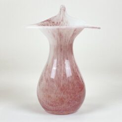 Vintažinė stiklinė rausvų ir baltų atspalvių vaza 15x15x21,5 cm