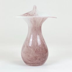 Vintažinė stiklinė rausvų ir baltų atspalvių vaza 15x15x21,5 cm