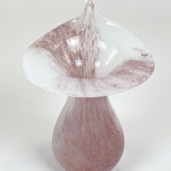 Vintažinė stiklinė rausvų ir baltų atspalvių vaza 15x15x21,5 cm