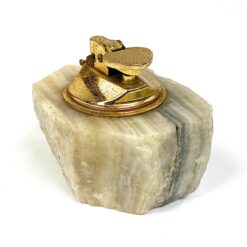 Stalinis dujinis žiebtuvėlis iš žalvario ir akmens 9x7x6,5 cm